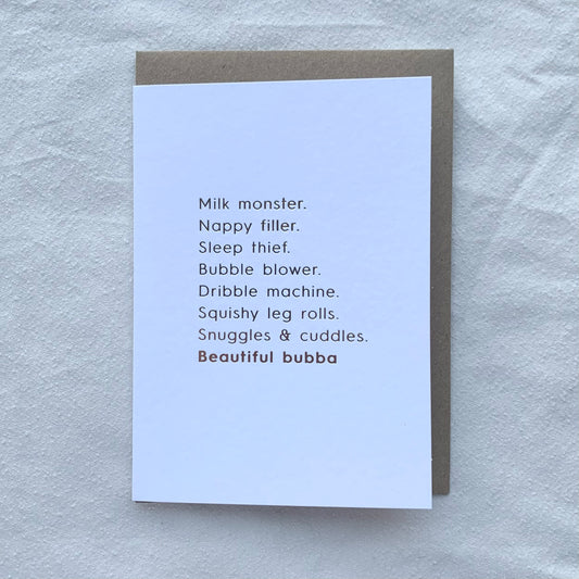 'Beautiful Bubba' Greetings Card
